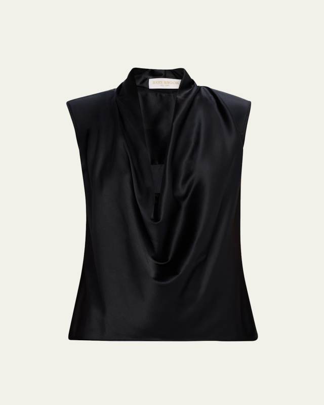 Gregory Cowl-Neck Silk Blous